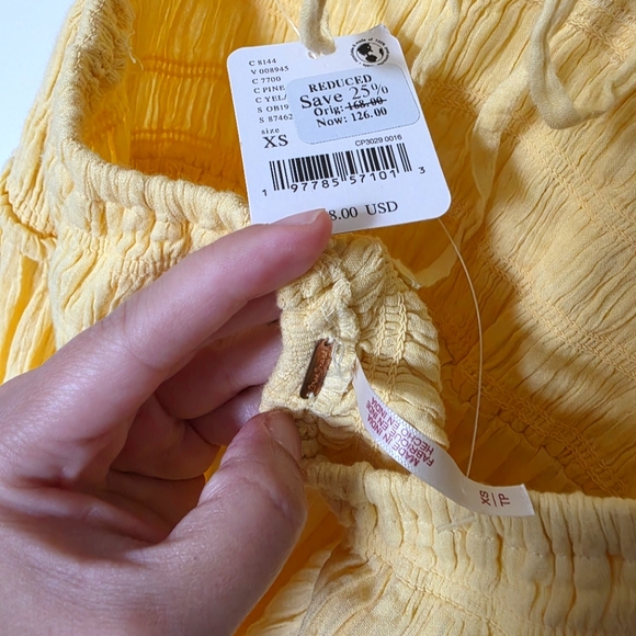 Free People Feeling Bonita Cotton Midi Dress Yellow Size XS NWT - Picture 9 of 11